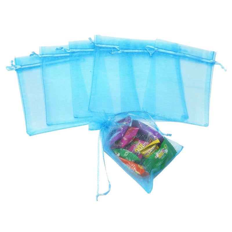 Bezall 50Pcs Lake Blue Organza Bags 3x4 Inch, Small Mesh Bags Drawstring Gift Bag Baby Shower Wedding Party Favor Bag Jewelry Candy Pouches - Image 5